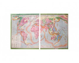 Учебная карта "Строение земной коры и полезные ископаемые мира" (матовое, 2-стороннее лам.)