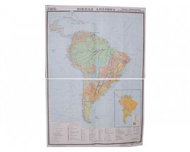 Учебная карта "Южная Америка" (соц.-экономическая) (матовое, 2-стороннее лам.)