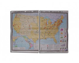 Учебная карта "США в конце XIX - начало XXвв" (матовое, 2-стороннее лам.)